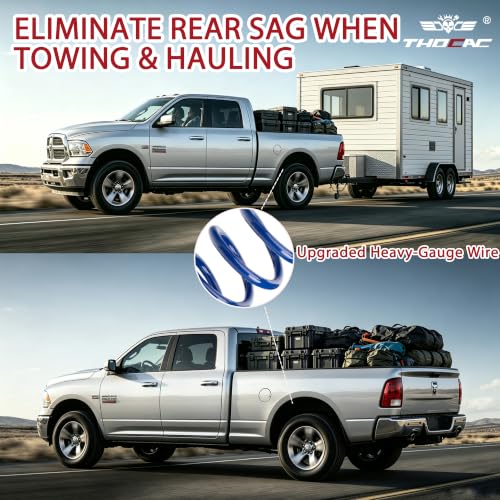 Image of Rear Heavy Duty Coil Springs for Ram 1500 2009-2018 2wd 4wd, 50% Extra Load Capacity (1100 lbs), Maintains Factory Ride Height, For Truck Towing,Blue