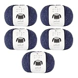 原ウール Knitworm 毛糸 みんなのセーター ソリッド 5玉セット (8.ネイビー)