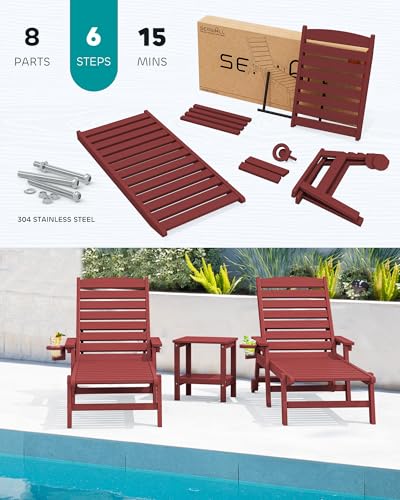image for SERWALL Patio Chaise Lounge Chair Set of 2, 78'' Long 5-Positions Adju
