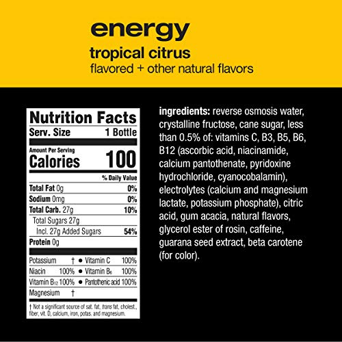 Vitaminwater Energy, Tropical Citrus Flavored, Electrolyte Enhanced Bottled Water With Vitamin B5, B6, B12, 20 Fl Oz, 12 Pack #TOP7