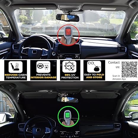 Image of Car Sunshade Pack of 4 for Car Windows, UV Protection, Heat Resistant, Foldable Sun Shades for Cars