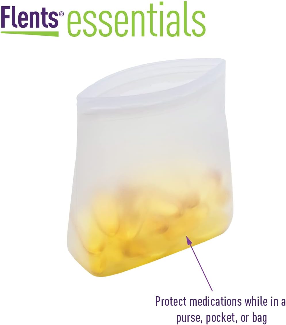 Flents Essential Silicone Pouch, Multi-Purpose Travel-Sized Container, Washable and Reusable, Clear, BPA Free, TSA Approved, 2-Pack