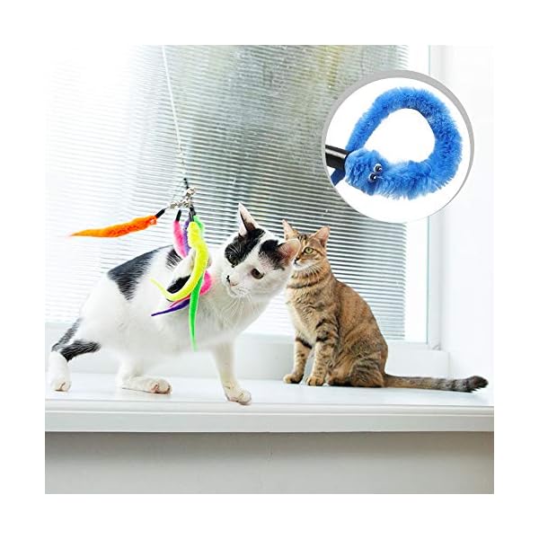 M JJYPET Ersatz-Katzenspielzeug-Ersatz, 10 Packungen Katzenwurmspielzeug, sortierte Teaser-Nachfüllungen mit Glocke für Katzen, Kätzchen – Bild 5