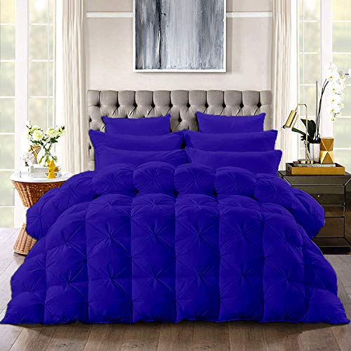 3 Piece Quilted Royal Blue Comforter Set Microfiber Fill Box