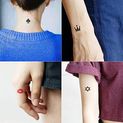 Oottati Small Cute Temporary Tattoo Finger Crown Spades Red Hearts (Set Of 2) #TOP2