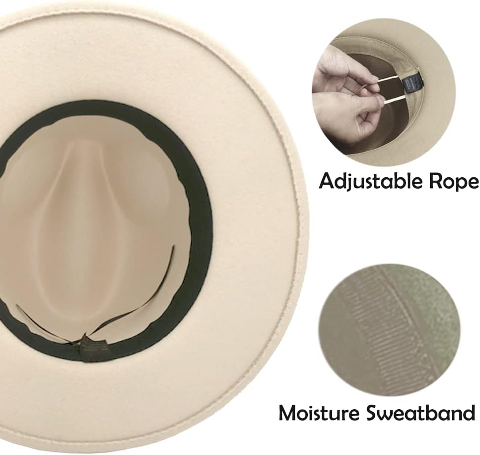 Womens Wide Brim Fedora Hat with Pearl Band Lady Panama Hat - Image 4