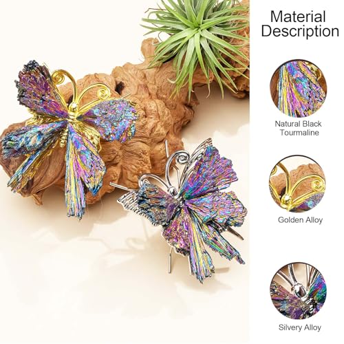 Estatua Mariposa Electrochapada de Turmalina Azul Natural miniatura 6