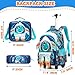 HTgroce Schulranzen mit Rollen Jungen Kinderrucksack mit Rollen Kinder Trolley Kindergarten Schulranzen Trolleytasche