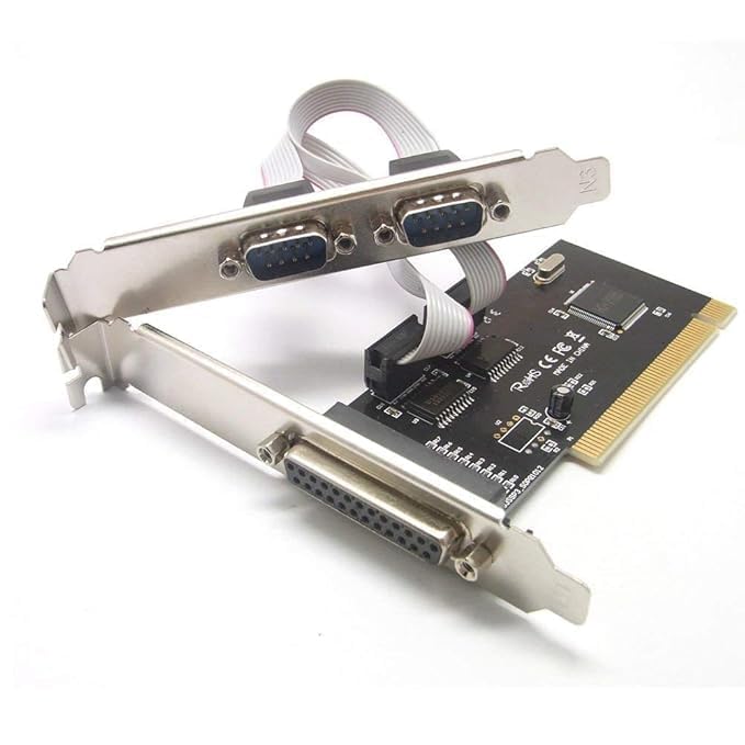 Image of BigPlayer PCI Serial & Parallel Port Expansion Card - 2 x DB9 RS232 COM Ports + 1 x DB25 LPT1 Parallel Port Adapter for Desktop PC - Compatible with Windows 11 /10 /8 /7