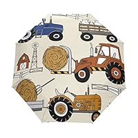 GAIREG Farm Tractor Travel Umbrella for Rain Small Compact Portable Folding Auto Open Umbrellas
