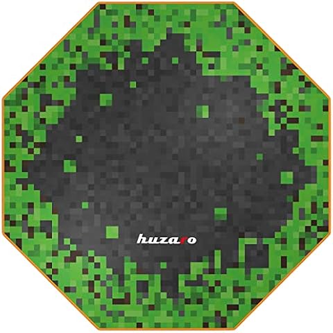 huzaro Floormat Floor Protection Mat Office Chair Mat Scratch-Resistant Floor Pad Floor Protection Gaming Chair Mat Non-Slip Gamer Gadgets Diameter 120 cm (Black-Green) Cover