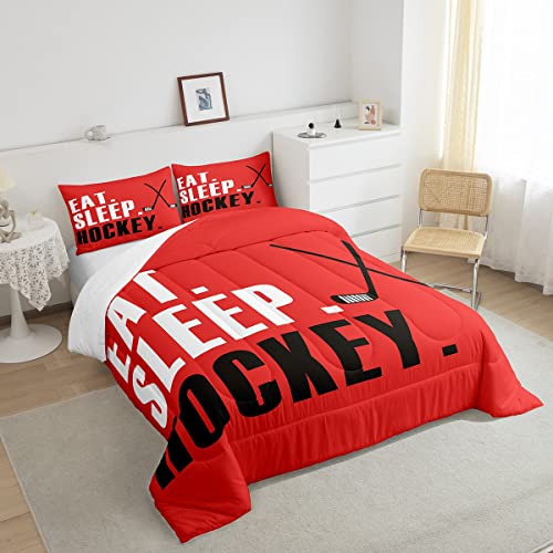 Image of Feelyou Ice Hockey Bedding Set King Size 3Pcs for Boys Girls Women Men
