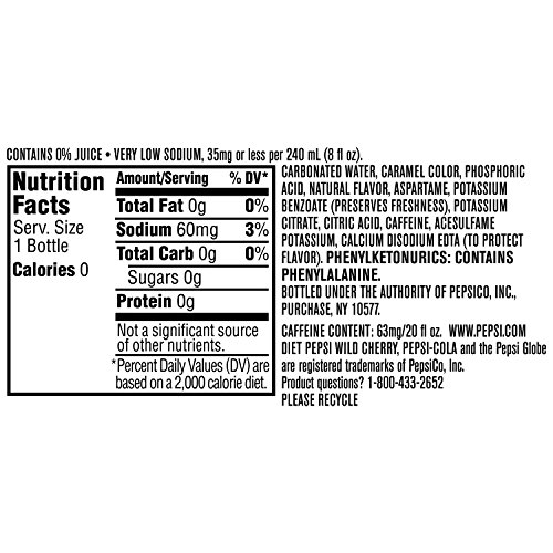 Image of Diet Pepsi Wild Cherry, 20 oz Bottle