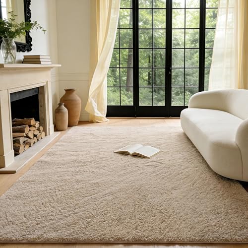 Tapete Premium Shag 5 x 8 Pies Beige Ultra Plush miniatura 1