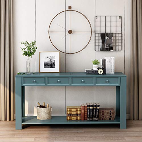 64 inch Long Sofa Console Table,JULYFOX Entryway Hallway Table with 4 Drawers 1