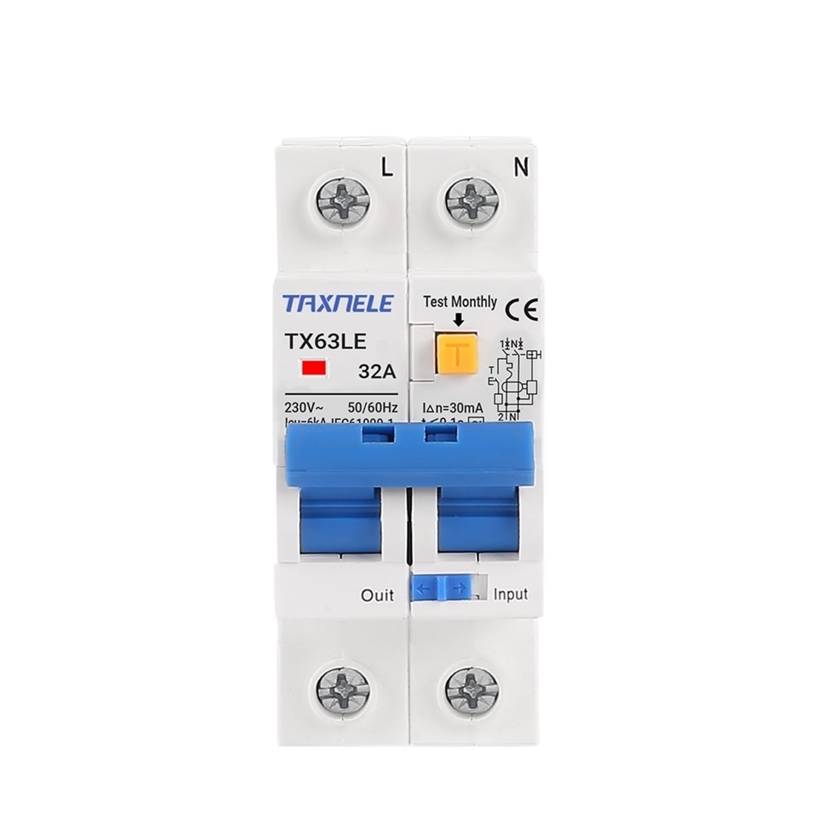 AVSBBYEPS 230V 2P Residual Current Circuit Breaker MCB 30mA Overload Short Leakage Protection Protect RCBO RCCB RCD 16A 32A 63A(25v)