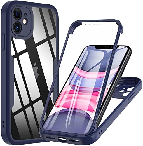OWKEY for iPhone 11 Case 6.1 inch, 360 Degree Full Body Protective iPhone 11 Cases with Built-in Screen Protector Heavy Duty Protection Shockproof Cover for Women Girls for iPhone 11 (Blue)