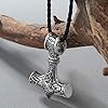Chandler Vintage Viking Norse Thor's Hammer Necklace Pendant for Men Silver Celtic Knot Wolf Mjolnir Hip Hop Rapper Gift #1