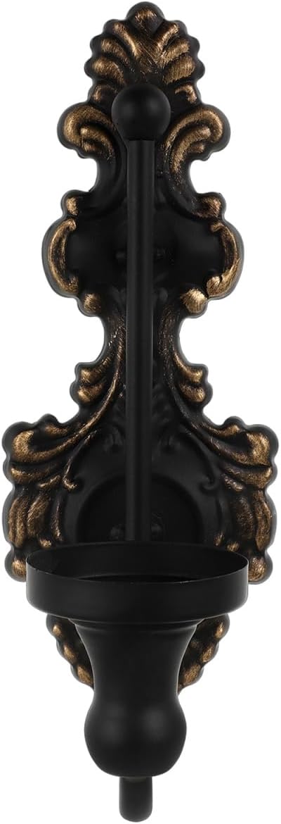 HANABASS Vintage Wall-Mounted Candlestick 9 Inch Iron Candle Sconce Metal Wall Candle Holder for Home Garden Hotel Decoration