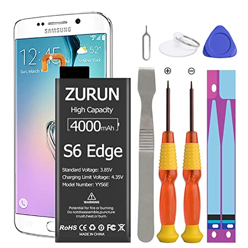 Galaxy S6 Edge Battery Zurun 4000Mah Li-Polymer Battery Eb-Bg925Abe Replacement For Samsung Galaxy S6 Edge Sm-G925 G925V G925A G925T G925P G925R4 With Screwdriver Tool Kit #TOP1