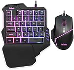 RedThunder One-Handed RGB Clavier de jeu et Mouse Combo, 35 Clés Mini Jeu de clavier, 6400 DPI Souris, contrôleur de jeu portable pour PC Joueur
