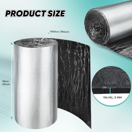 Image of 20 x 394 Inch 196 Mil Car Sound Deadening Mat, 53.9 Sqft Automotive Noise & Heat Insulation Mat Self Adhesive Auto Sound Proofing Deadener for Hood, Door, Floor, Roof, Trunk