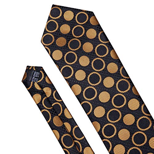 Image of Barry.Wang Ties for Men Silk Tie Sets Polka Dot Woven Necktie Pocket Square Cufflinks Business Wedding