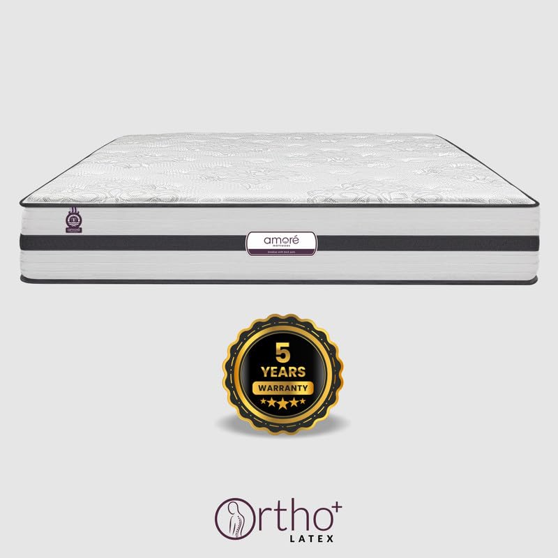 Image of AMORE Orthoplus 8 Inches 100% Natural Latex Pocket Spring Mattress |Single Size (75x30x8) | Soft |7-Zone Motion Isolation|CertiPUR-US Certified HR Foam | CertiGuard Technology