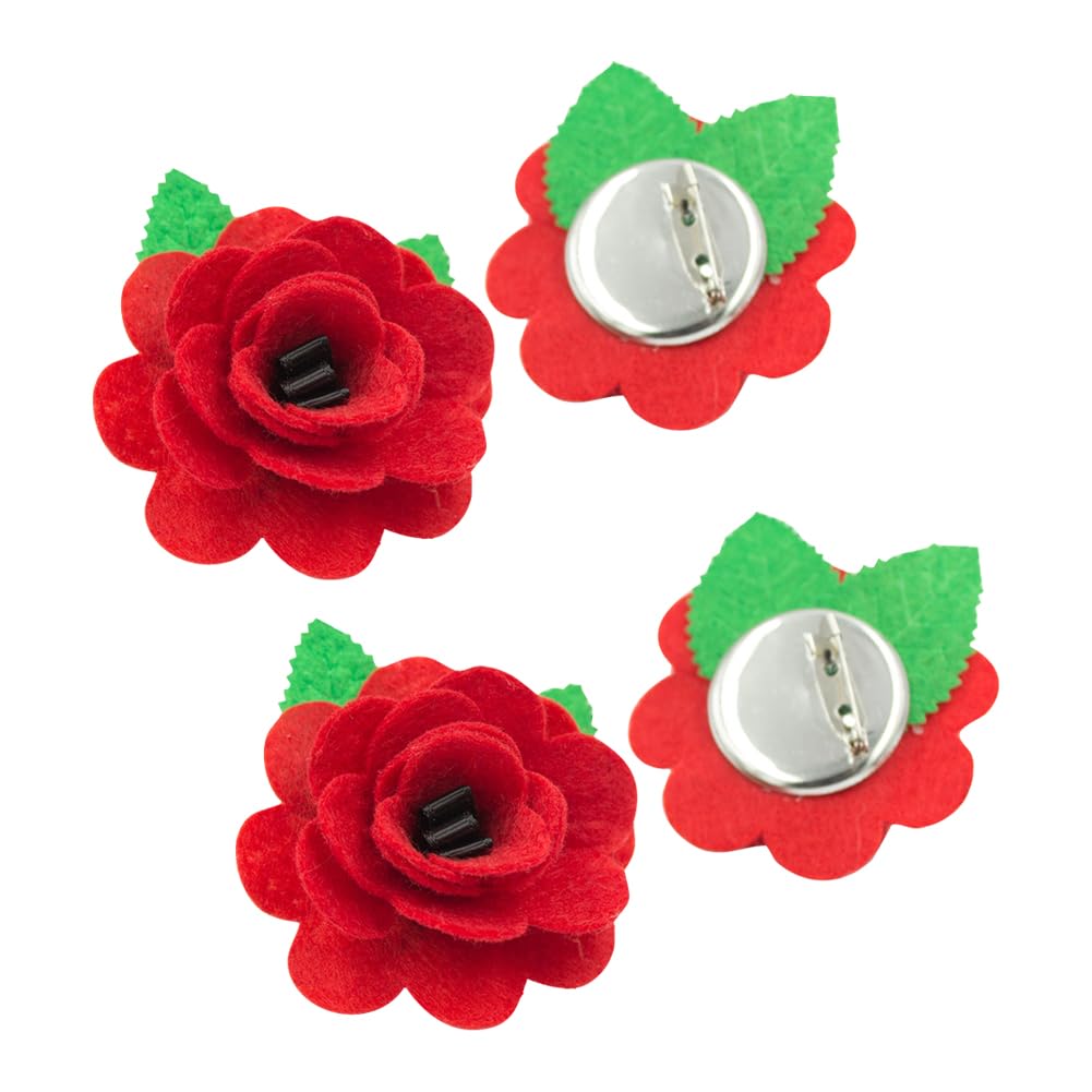 Hugede Red 6 Pcs Felt Flower Brooches Floral Lapel Pins Poppy Brooch Pins Cute Flower Brooch Handmade Poppies Pins For Remembrance Day