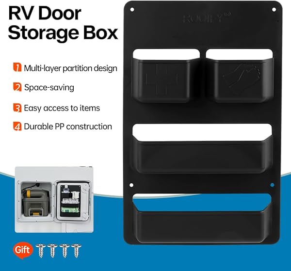 Boîte de rangement de porte à fermeture éclair, étagère de séparation en polypropylène pour maison, caravane, van, réservoir à déchets, compatible avec les toilettes à cassette Thetford - 2