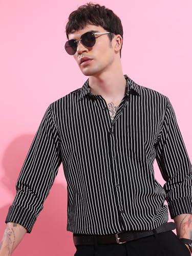 Image of Highlander Men's Slim Fit Striped Shirt | Full Sleeves | Everyday Wear Stylish Shirt for Men