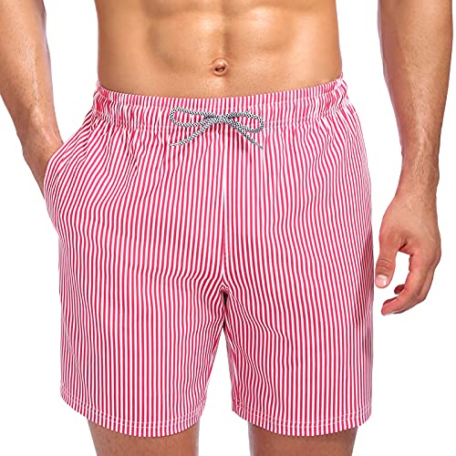 Biwisy Men's Swim Shorts Quick Dry Athletic Mesh Lining Swimwear Bathing Suits with Pockets