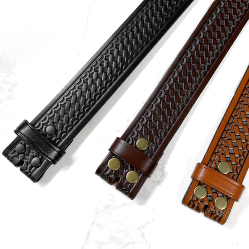 Image of Basketweave Work Uniform Genuine Leather Belt 1.75 inch for Men-Black, Brown, or Tan