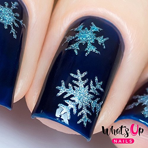 Whats Up Nails - Gold Merry Snowflake Vinyl Stencils for Christmas Nail Art Design (1 Sheet, 20 Stencils)