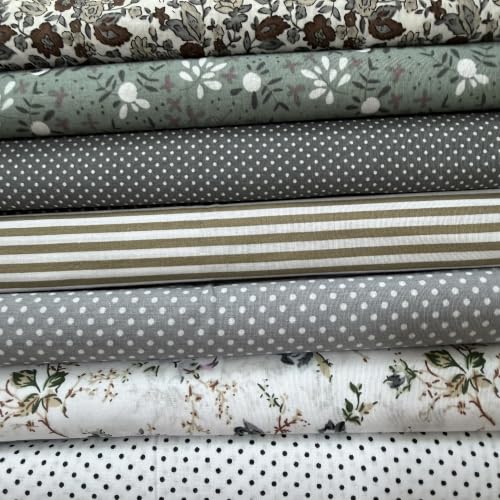 Image of Cotton Fabric DIY Making Supplies Quilting Patchwork Fabric Fat Quarter Bundles DIY for Quilting Cotton Patchwork Cushions (Grey, 20 inch x 40 inch)