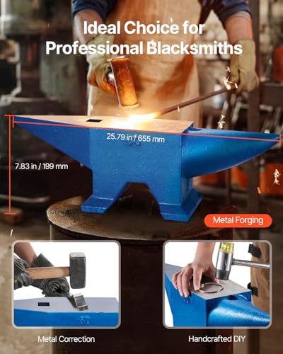 VEVOR Single Horn Anvil - 132Lbs Cast Steel Anvil for Blacksmiths & Jewelers - Durable & Robust Metal Working Tool