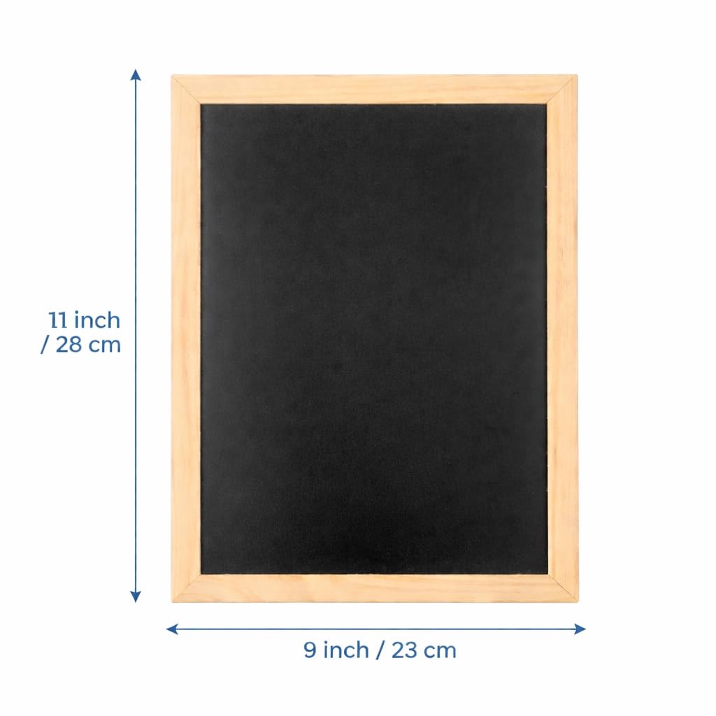 YAJNAS Black Board for Kids | Wood - Double Sided Blackboard Slate | Pre-Writing Toys | Educational Kids Toys | Heavy Duty Slate Chalk Boards with Frame 9x11 Inch (23x28 cm)