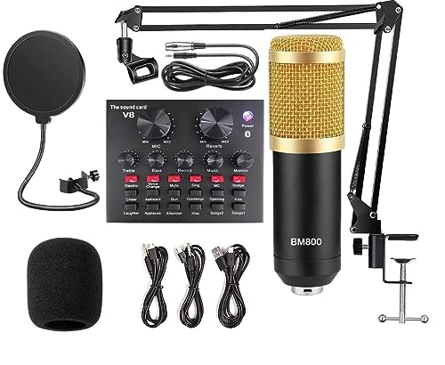 DEVICE OF URBAN INFOTECH BM 800 Condenser Microphone All Set with V8 Sound Card Recording Studio Equipment Full Set V8 External Audio Mixer with Mic for Smartphones Live Streaming Youtubers DEVICE OF URBAN INFOTECH BM 800 Condenser Microphone All Set with V8 Sound Card Recording Studio Equipment Full Set V8 External Audio Mixer with Mic for Smartphones Live Streaming Youtubers