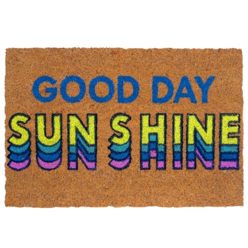 Felpudo Relaxdays de Fibra de Coco «Good Day Sunshine», Retro, Antideslizante, Interior & Exterior, 40x60 cm, Multicolor