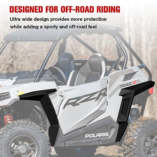Image of Wider Extended Front Rear Fender Flares & Mud Flaps Kit for Polaris 2014-2023 Polaris RZR 900 /S /Trail 900 EPS, Exterior Accessories (Replace #2879434), 4Pcs