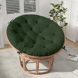 PRIMEPATIO Papasan Chair Cushion, Papasan Circle Chair Cushion Tufted with Corduroy Cover (Without Chair) for Bowl Chair, 45 X 45 Inch, Green