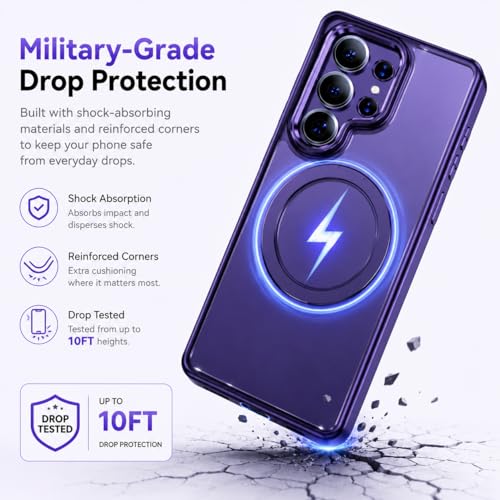 Image of DIZORO TPU Magnetic 360 Ring Stand Case Fit Compatible with Samsung Galaxy S26 Ultra Case, Compatible with MagSafe & Wireless Charging,Military Grade Drop Tested,Translucent Kick Back Cover (Deep)