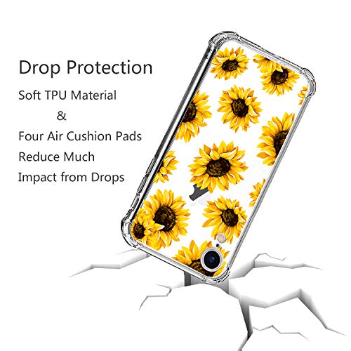 HEYORUN Case Compatible for iPhone Xr 2018 Sunflower, Sunflowers Girls and Women Floral Back Case Cover, Yellow Flower Transparent Flexible TPU Bumper Shockproof Protective Case - image 4