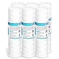 Membrane Solutions 10 Micron 10"x2.5" String Wound Whole House Water Filter Replacement Cartridge Universal Sediment Filters for Well Water - 6 Pack