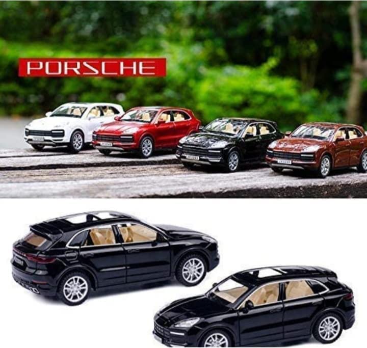 Image of Invite Enterprise 4 Wheel Drive Metal Car Pull Back With Open Doors, Engine Cover, Tail With Front And Rear Light & Music Great Gift For Boys And Girls Above (Mini Porsche Cayenne), Multicolor