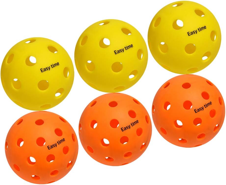 EasyTime Pickleball, 40 Holes Pickleball Balls for Outdoor Sport, 26 Holes for Indoor, Highly Durable and Consistent Bounce, USAPA Standard for Pickleball Sport, 6 Pack