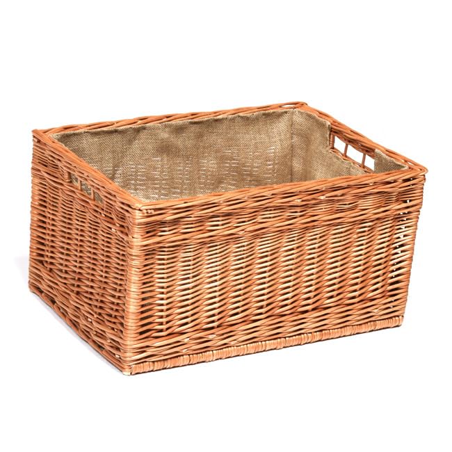 e-wicker24 Natural Wicker Fireplace Basket, Storage Basket, Wicker Trunk (Naturel_Jute)