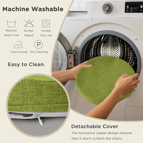 Image of AddGrace Round Bar Stool Cushions 4 Pack Bar Stool Seat Cushion Non Slip Round Chair Pads with Removable and Washable Cover 12x12 Inch Green