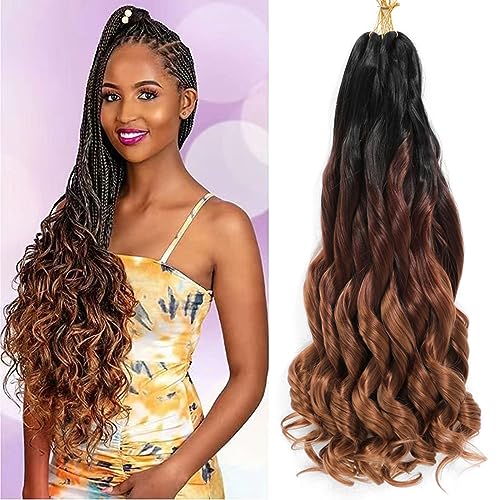 WoWCFyyds 8 Packs French Curl Braiding Hair 24 Inch Loose Wave Spiral curly braiding hair extensions 75g/Pack Soft French Curls Synthetic Hair Extensions for Braiding（1B/33/30）