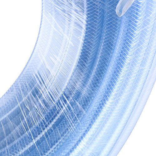 Homend 100' x 1/2" ID High Pressure Braided Clear Flexible Industrial PVC Tubing Heavy Duty UV Chemical Resistant Vinyl Hose Water (1/2" ID X 100FT)